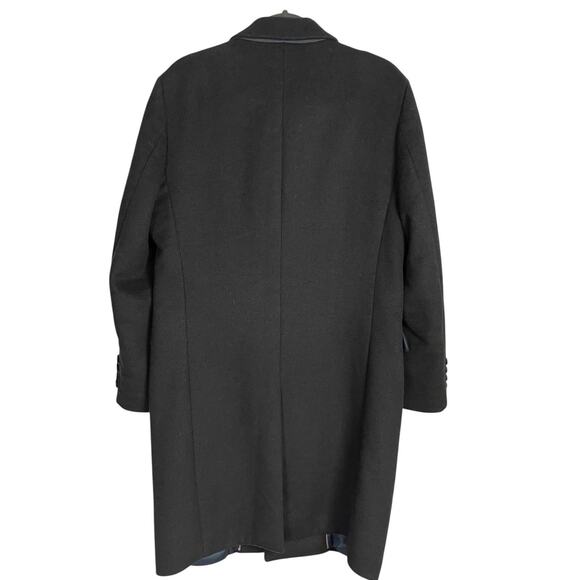 Black STCO Wool Cashmere Coat Overcoat Mens M Charcoal Peak Double Breasted City - Picture 2 of 11